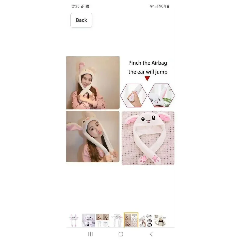 New Girls Easter Bunny Rabbit Hat Ears Move Pink White CUTE NWT